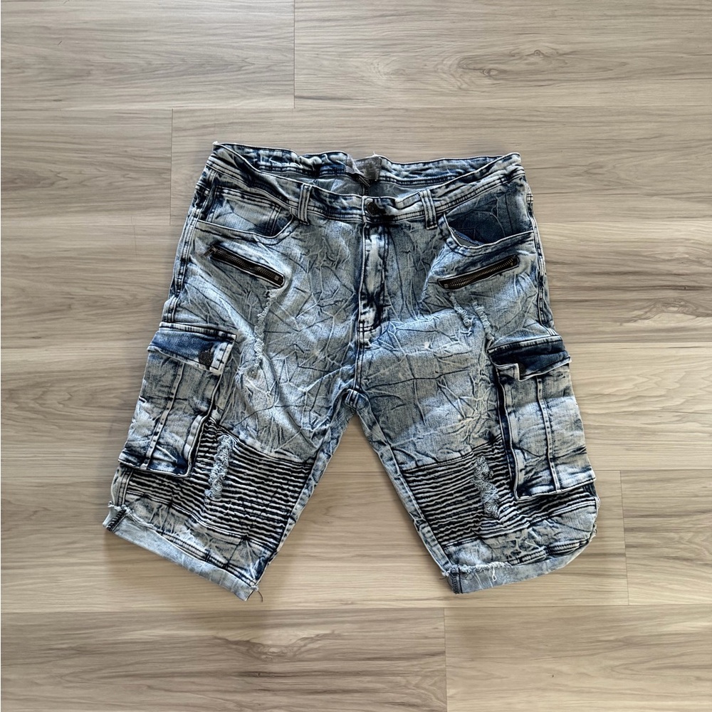 Bleecker and Mercer Men's Washed Black Cargo Denim Shorts
